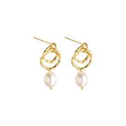 Twiny Pearl Gold Earrings