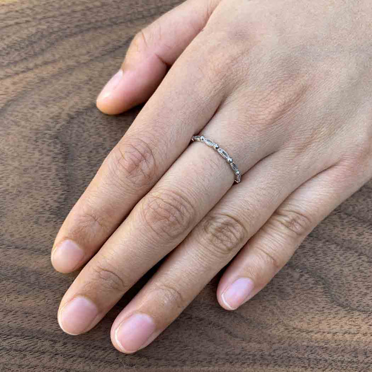 Beaded Delicate Band Ring