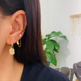 LaMoon Gold Dangle Hoop