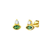 Green Cz Eye Shining Small Stud Earrings
