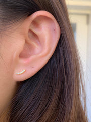 Arc with CZ Gold Stud Earrings