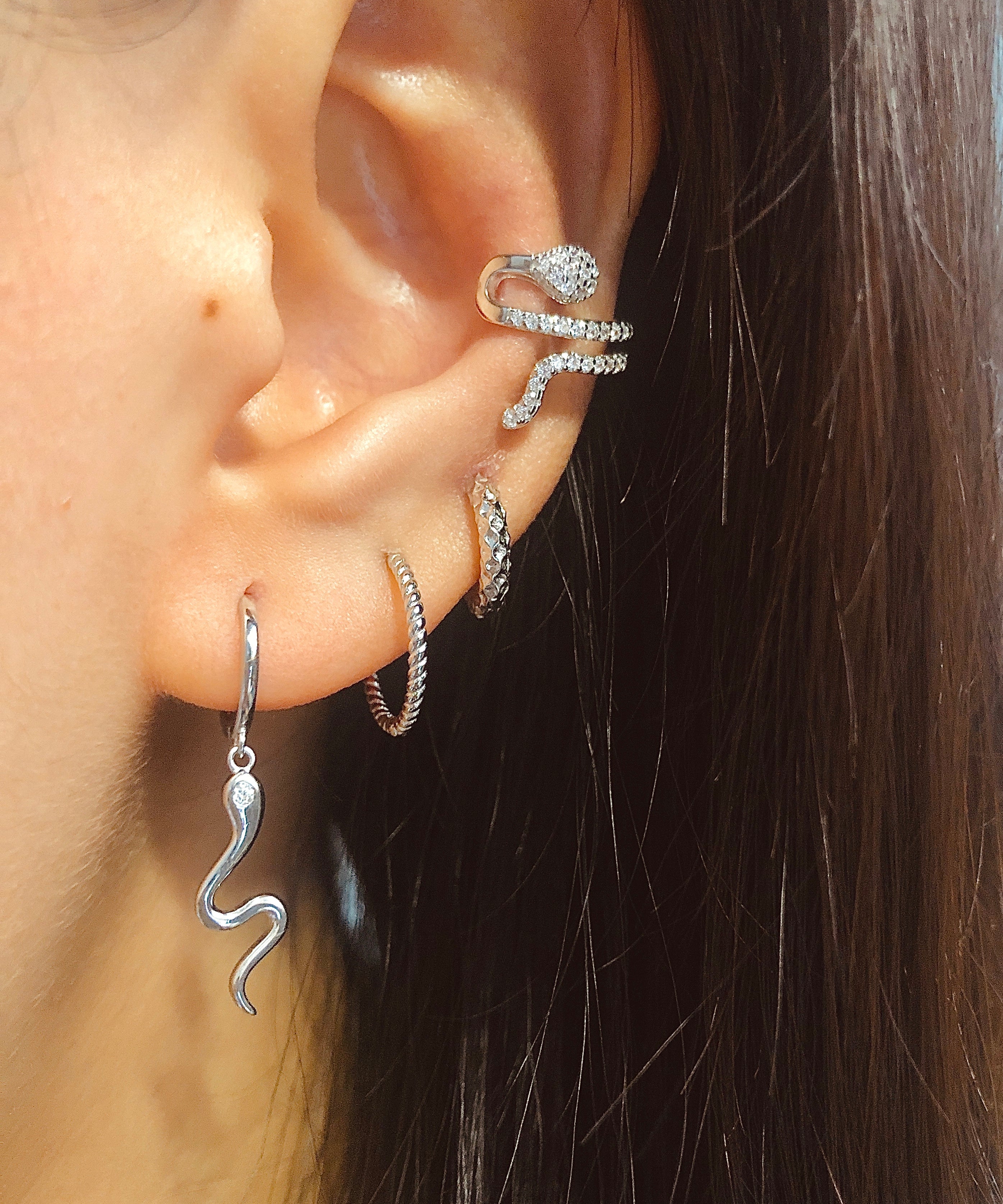 12mm Rope Silver Huggies