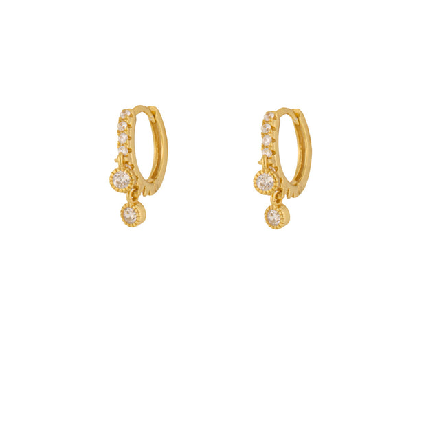 Chic Cz Circle Gold Dangle Hoop