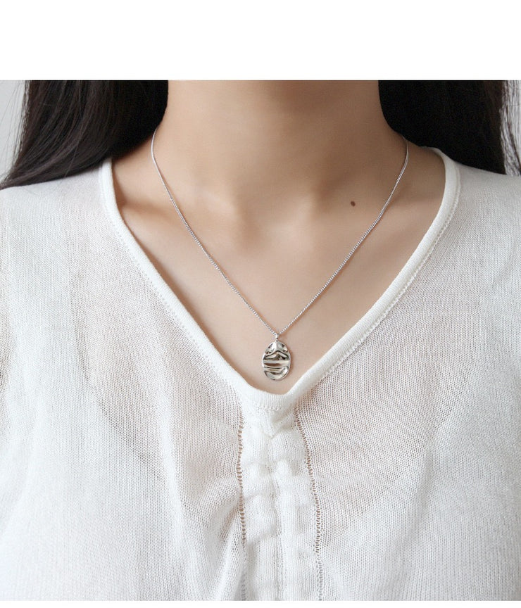 Wavy Silver Coin Necklace