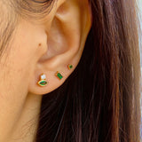 Green Cz Eye Shining Small Stud Earrings