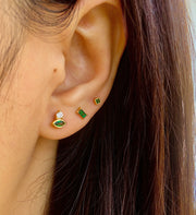Green Cz Eye Shining Small Stud Earrings