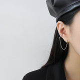 Silver Litt  Plain Hoop With Chain  Earcuff