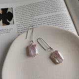 Square Baroque Pearl Silver Earrings