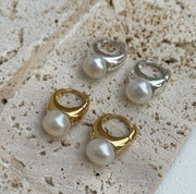 Plain Pearl Gold Earrings