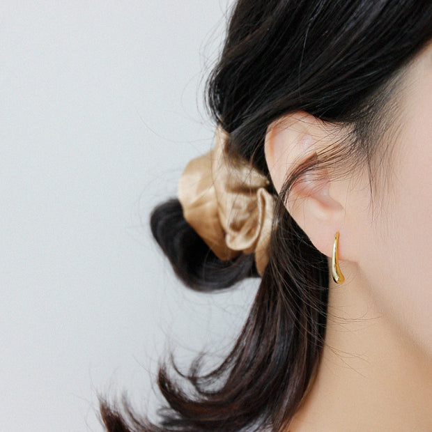 Chunky Rain Drop Gold Earring