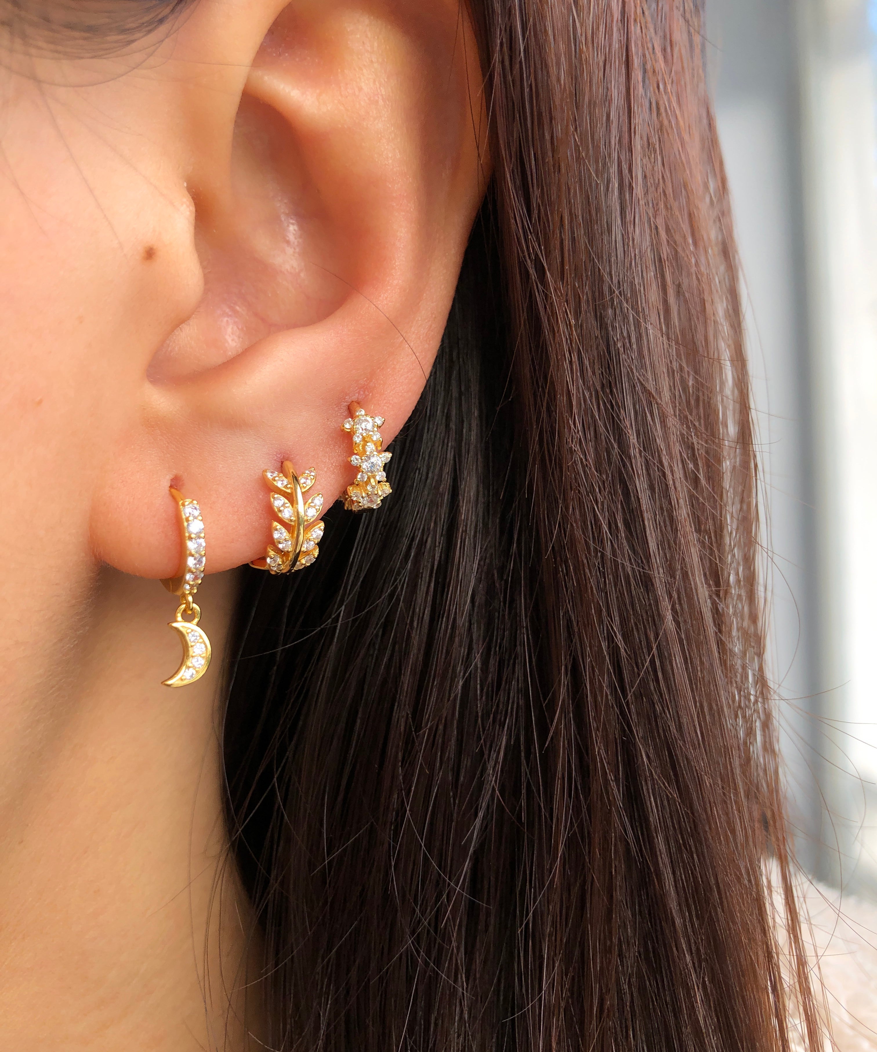 Sparkling Leaf Gold Huggies