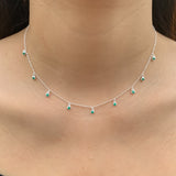Green CZ Silver Choker Necklace