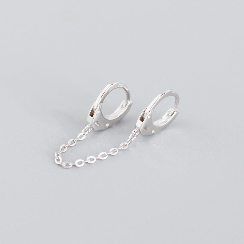 Handcuffs Silver Dangle Hoop