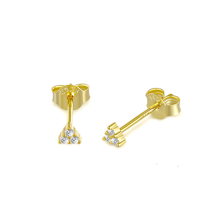 Triangle Cz Gold Stud Earrings