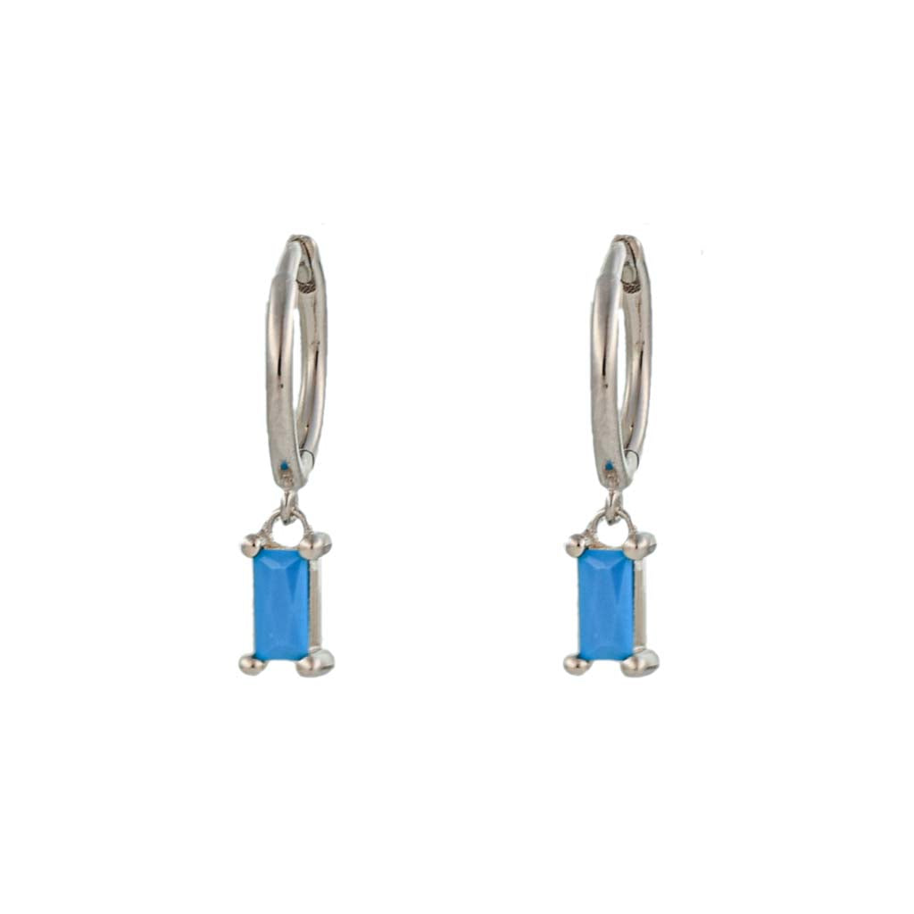 The Lov Turquoise Silver Dangle Hoop Huggies