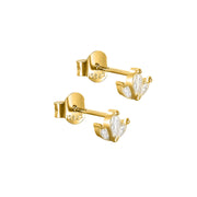 Leaf Cz Gold Stud Earrings