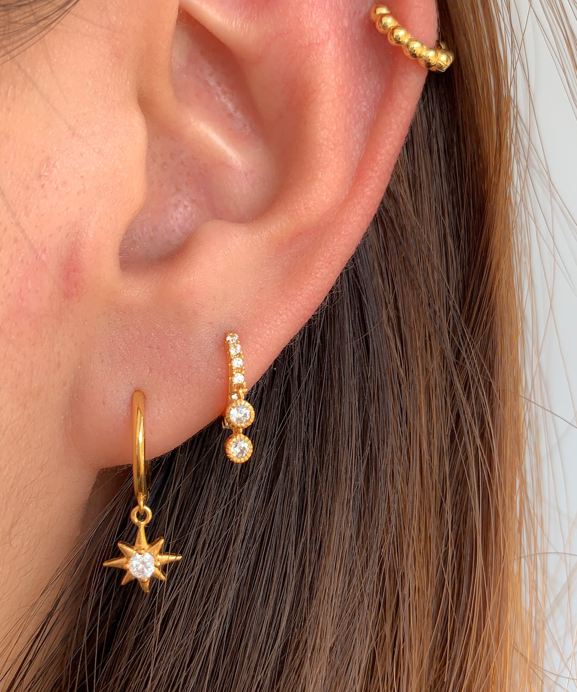 West Star Dangle Hoop Huggies