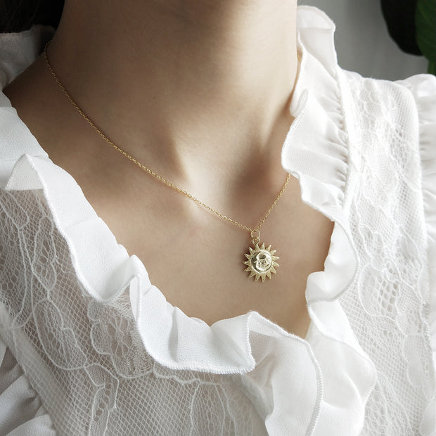 Sun And Moon Gold Coin Necklace