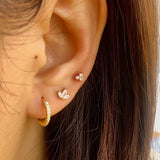 White Triple Gold Stud Earring