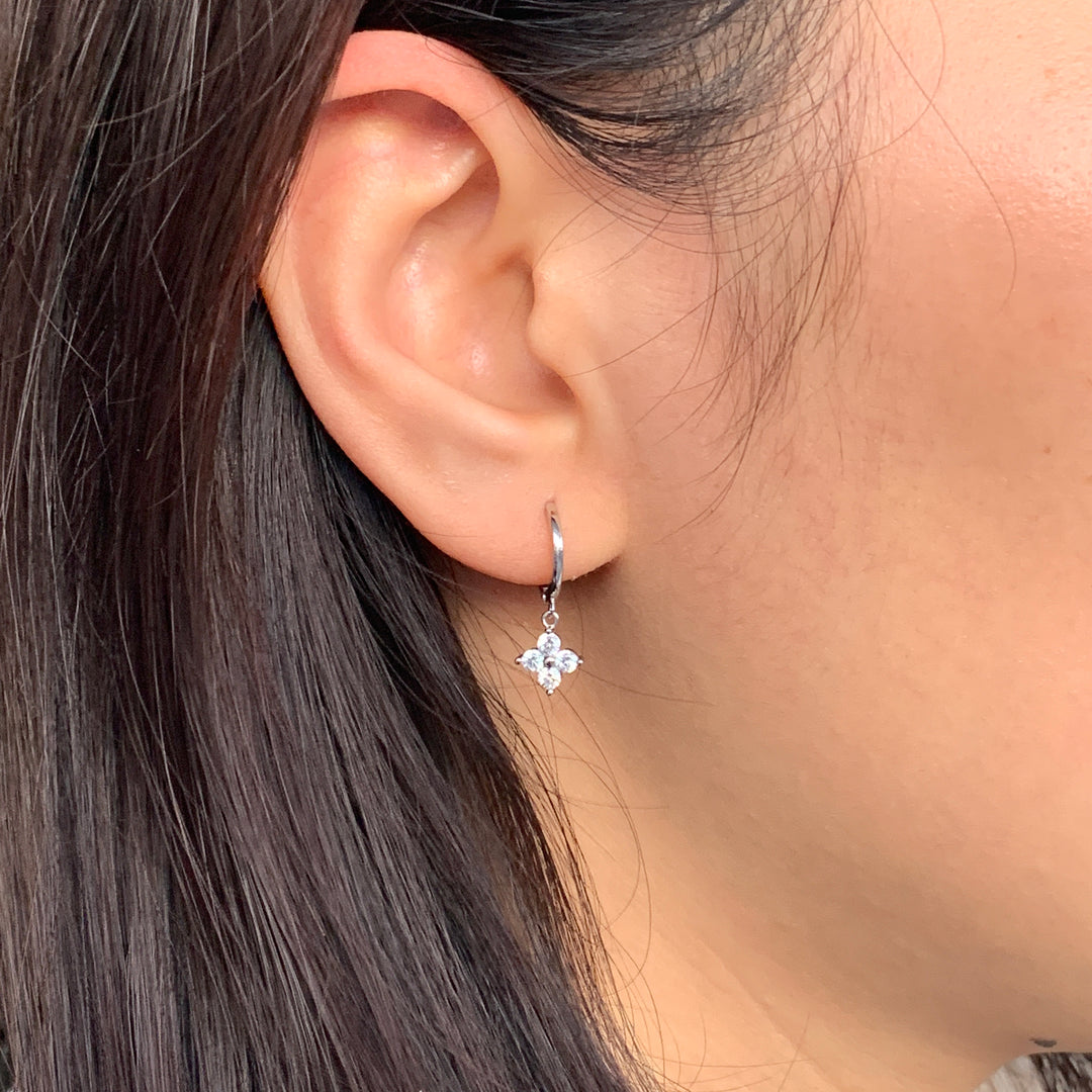 Drop Earrings Small Silver Diamante Hoop Earrings Orelia Pave Mini