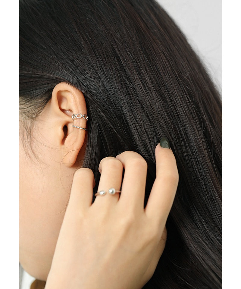 Simple Rope Silver Plain Earcuff
