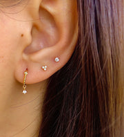 Triangle Cz Gold Stud Earrings
