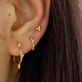 Three Bead Gold Stud Earrings