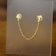 Moon and Star  Chain Stud Earring