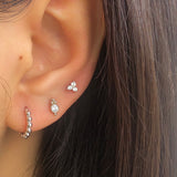 Circle CZ with Beads Silver Small Stud Earrings