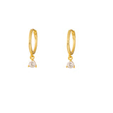 Three Claw CZ Dangle Hoop Huggies